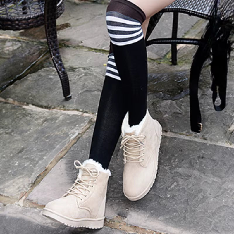 Harper | Women's Velvet-Lined Cross Belt Round Toe Short Boots