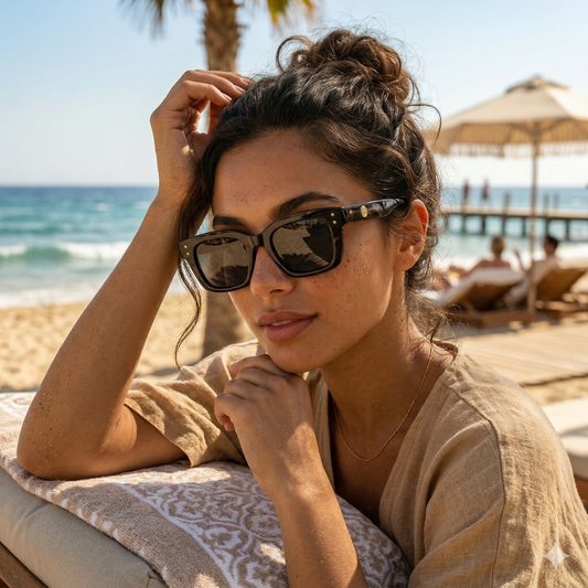 Elegant Rectangular Sunglasses With Dark Tinted Lenses