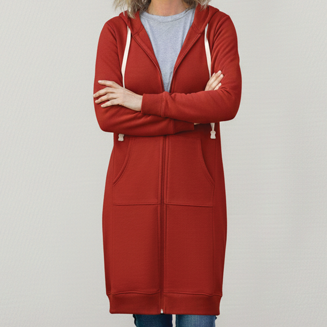Odette | Women's Longline Hooded Zip-Up Fleece Jacket