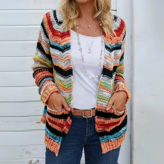 Wren | Women's Knit Striped Open-Front Cardigan