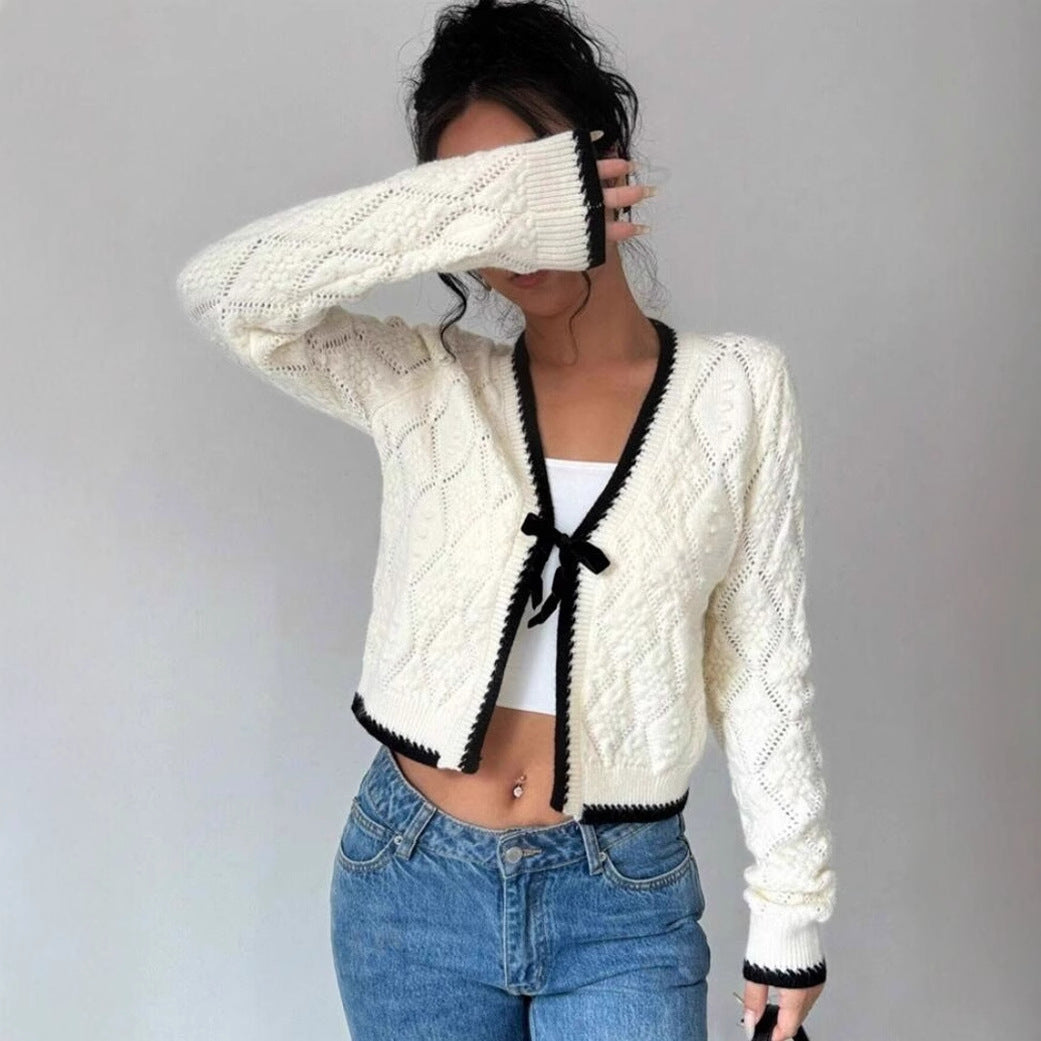 Adeline | Women's Ribbed Knit Cropped Cardigan Sweater