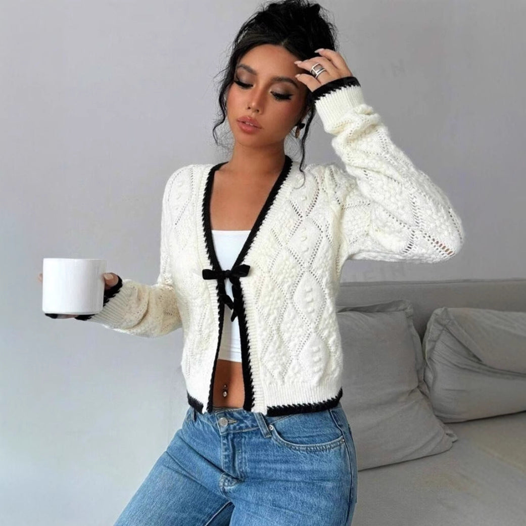 Adeline | Women's Ribbed Knit Cropped Cardigan Sweater