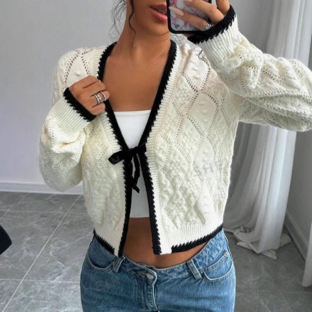 Adeline | Women's Ribbed Knit Cropped Cardigan Sweater