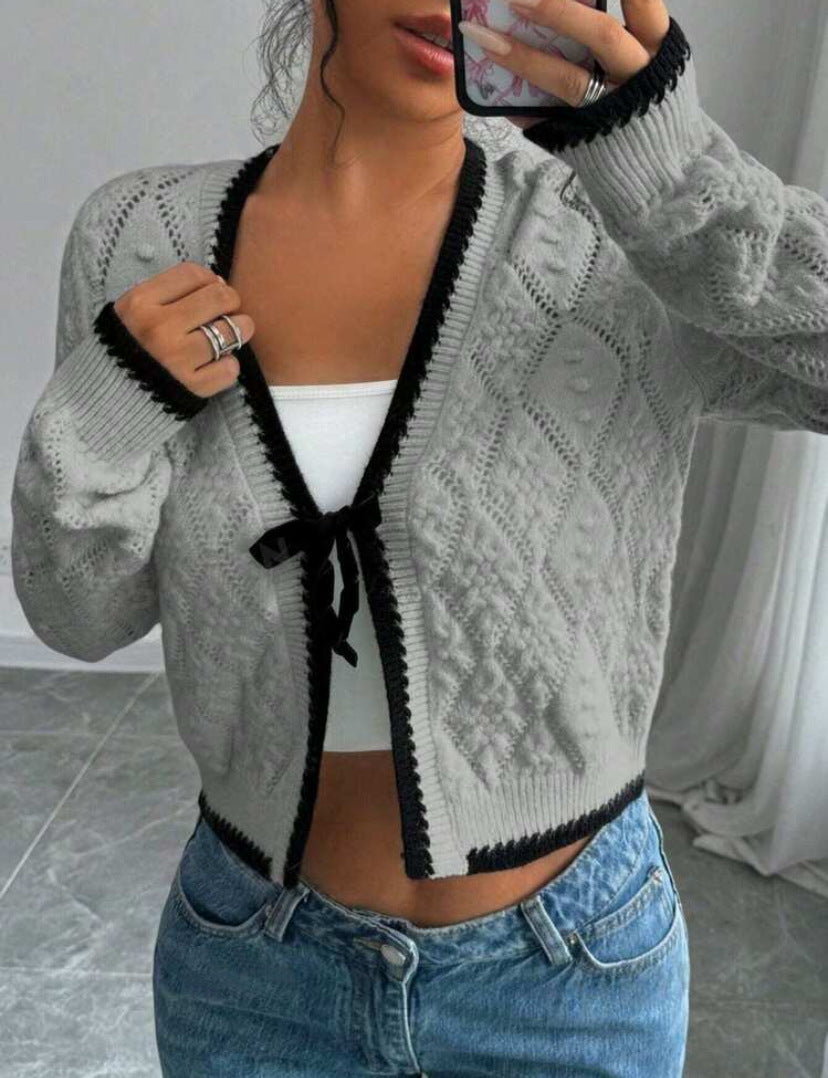 Adeline | Women's Ribbed Knit Cropped Cardigan Sweater