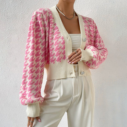 Anouk | Women's Cropped V-Neck Button Cardigan Sweater