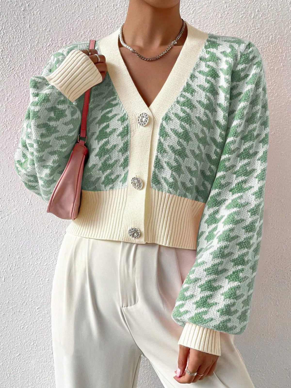Anouk | Women's Cropped V-Neck Button Cardigan Sweater