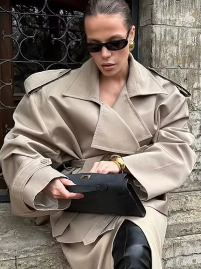 Audrey | Women's Lace-Up Belted Oversized Trench Coat
