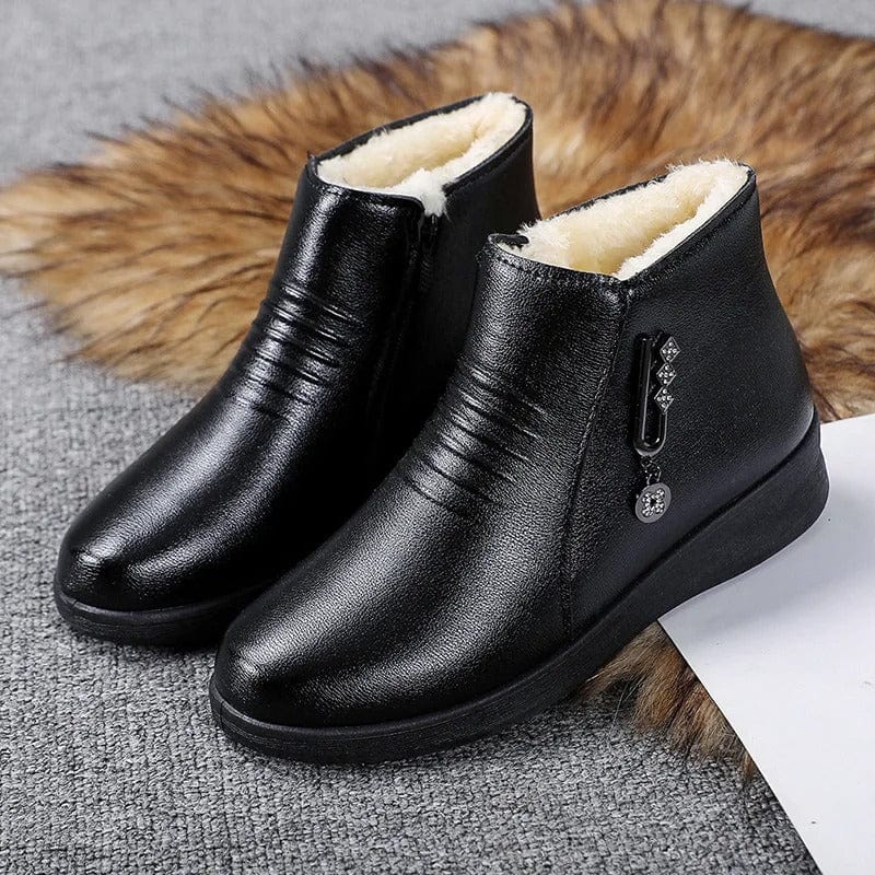 Ava | Women's Faux Leather Faux Fur-Lined Ankle Boots