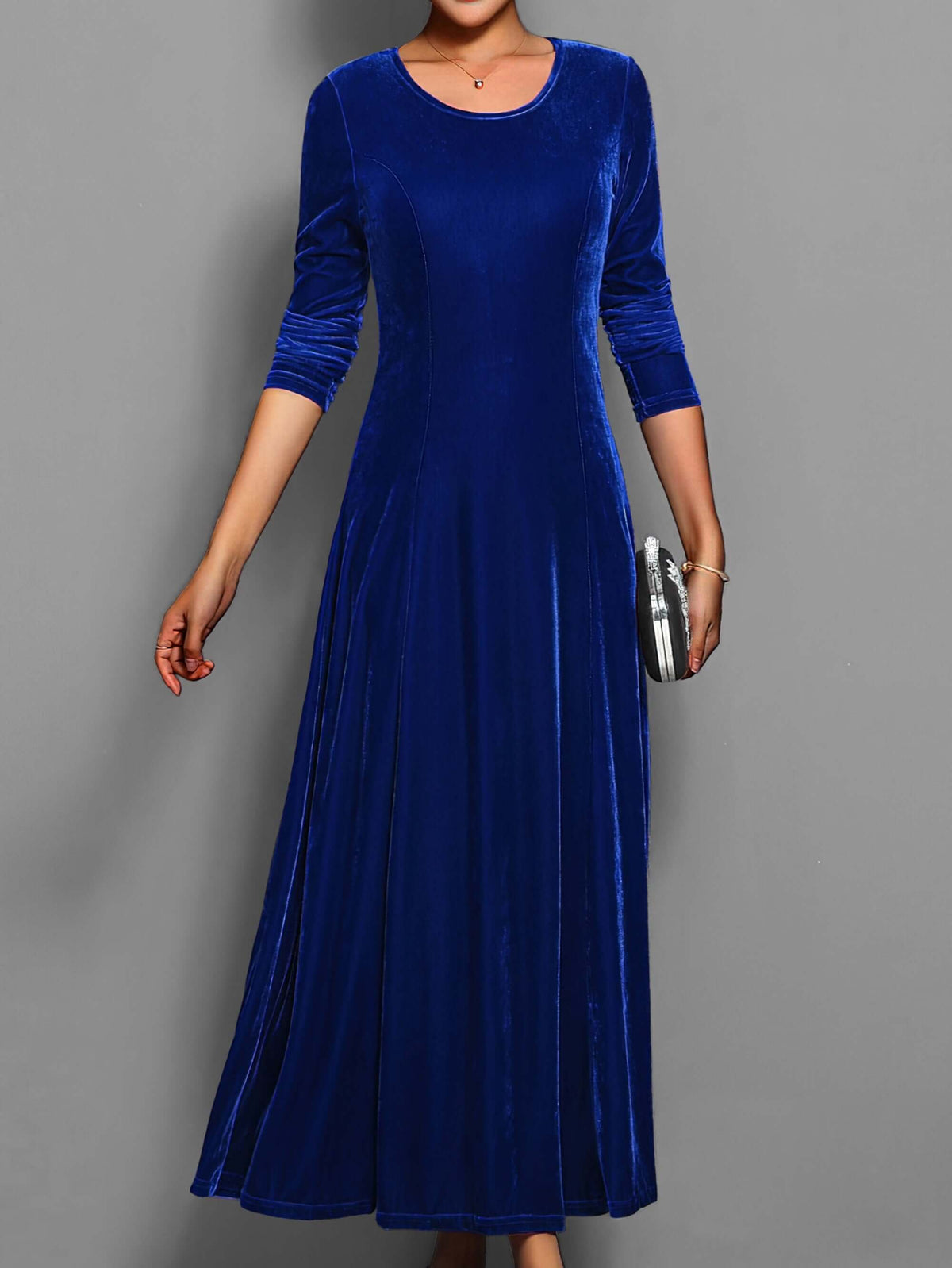 Berenice | Women's Velvet Long Sleeve Bodycon Midi Dress