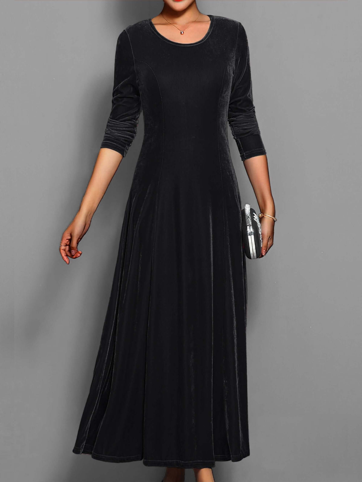 Berenice | Women's Velvet Long Sleeve Bodycon Midi Dress