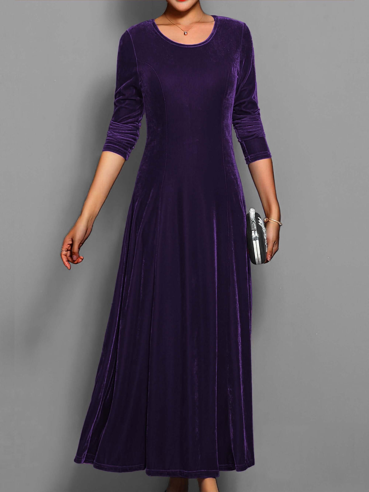 Berenice | Women's Velvet Long Sleeve Bodycon Midi Dress