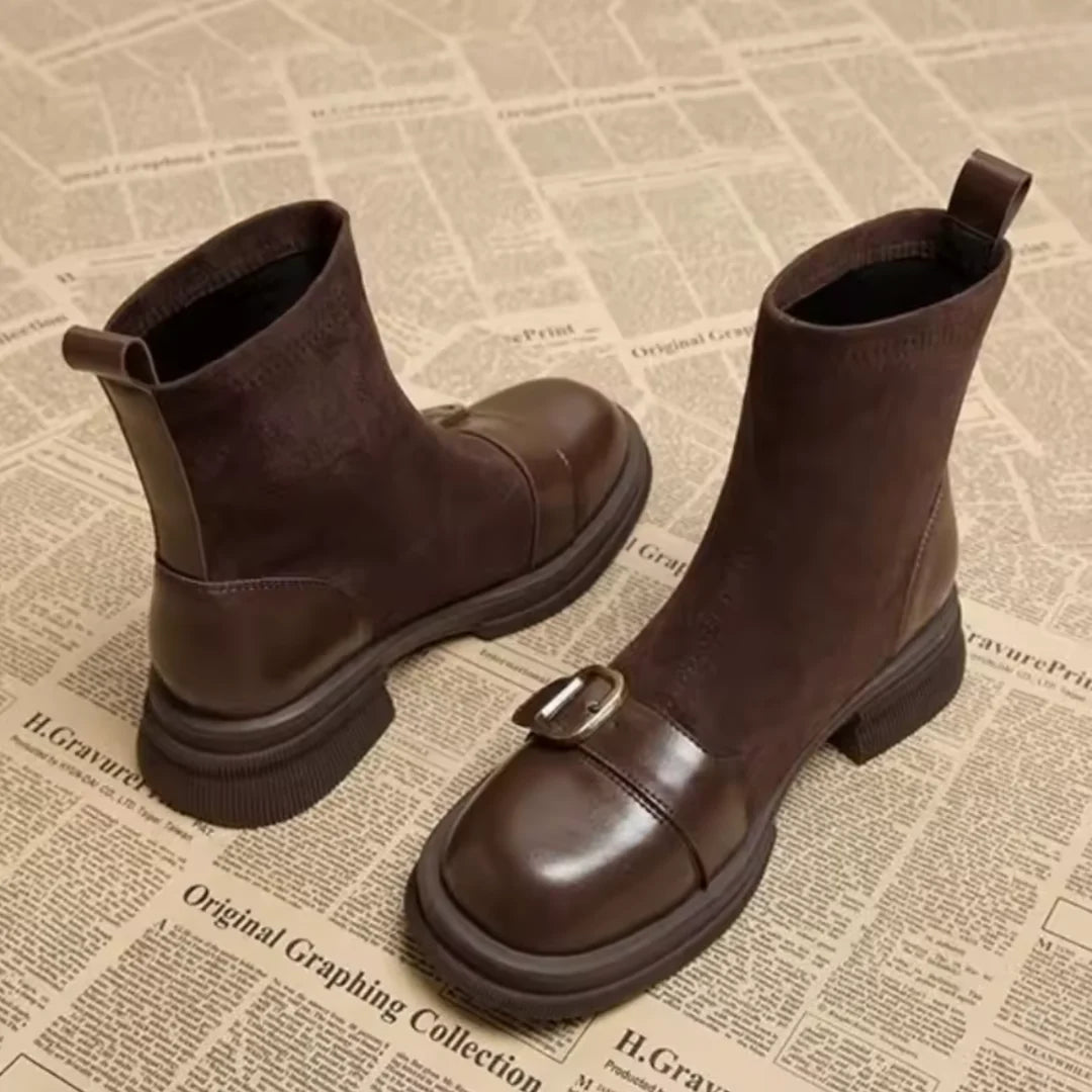 Camille | Women's Suede Buckle Comfort Boots
