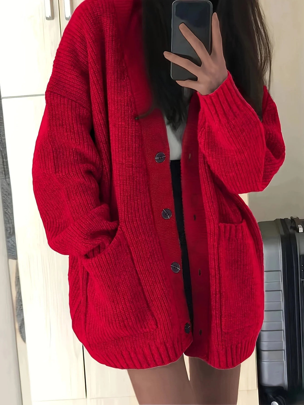 Carla | Women's Chunky Knit Oversized Button-Front Cardigan