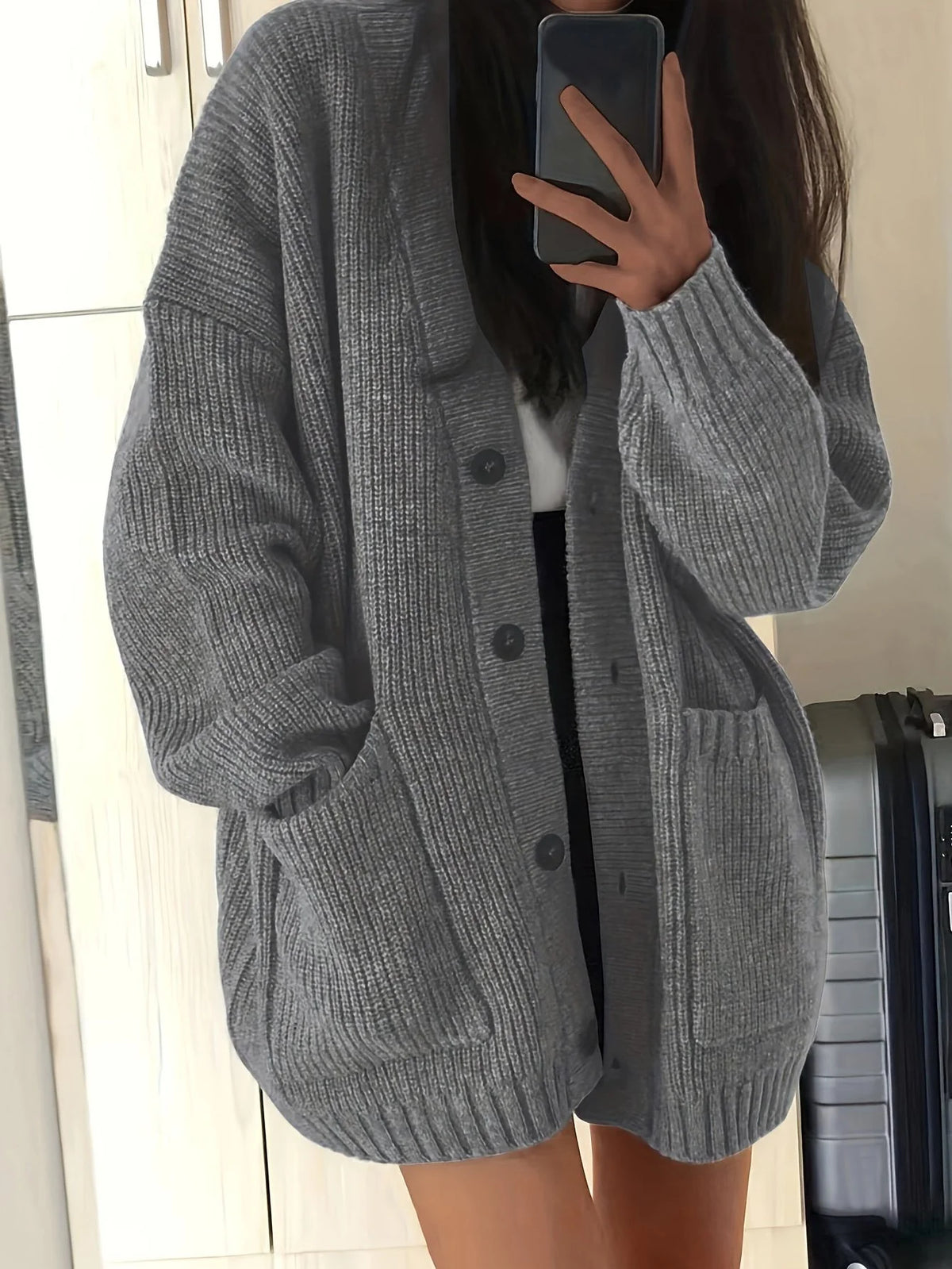 Carla | Women's Chunky Knit Oversized Button-Front Cardigan