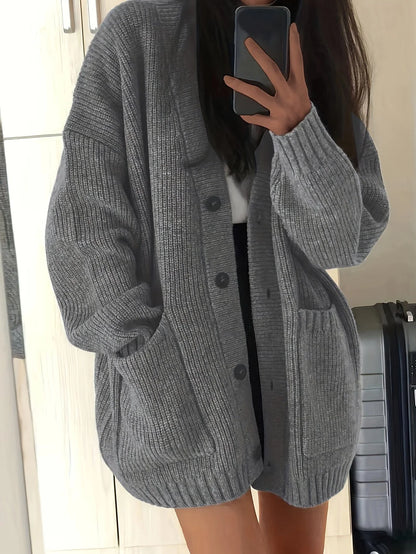 Carla | Women's Chunky Knit Oversized Button-Front Cardigan