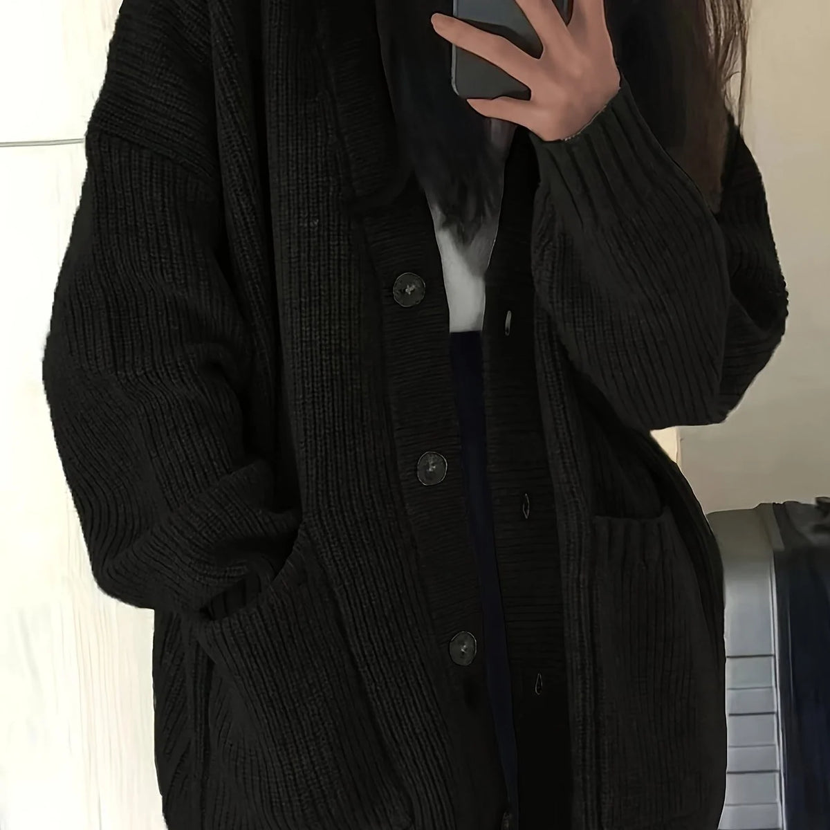Carla | Women's Chunky Knit Oversized Button-Front Cardigan