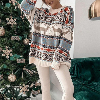 Carolin | Women's Knit Reindeer Christmas Sweater