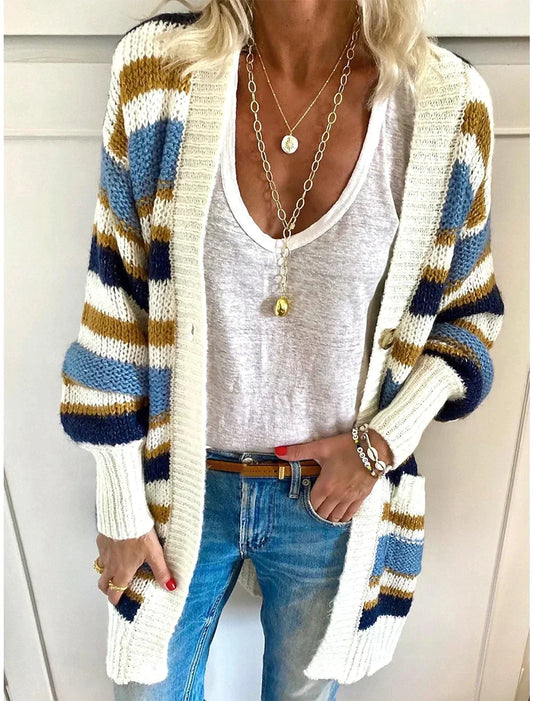 Celeste | Women's Knit Striped Open-Front Cardigan