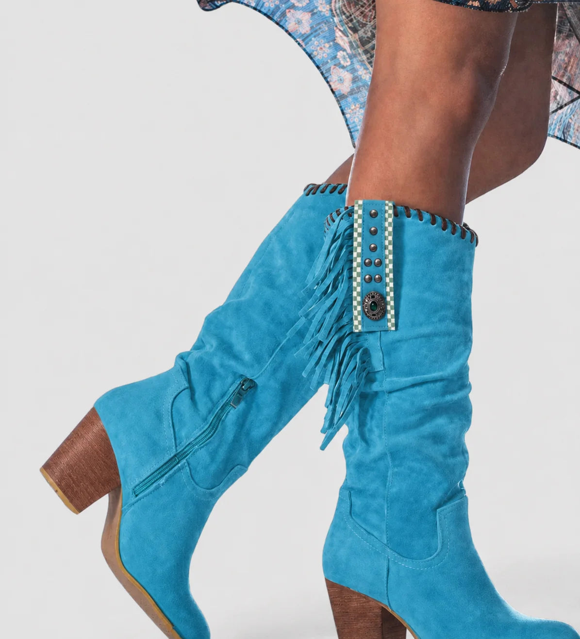 Charlotte | Women's Suede Fringed Knee-High Western Boots