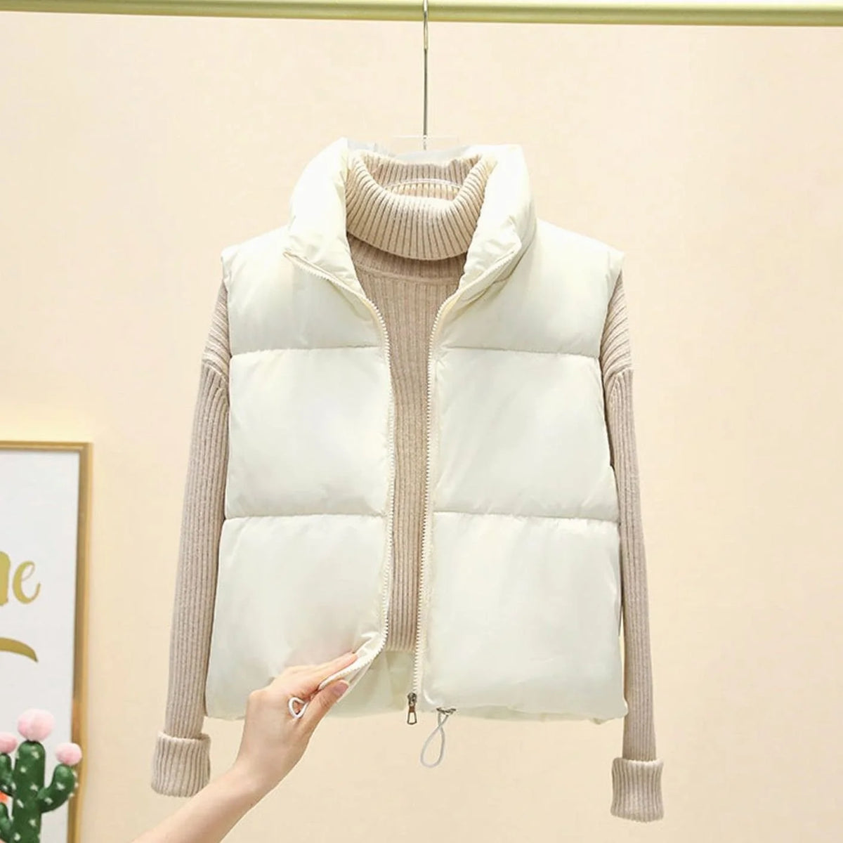 Clara | Women's Cropped Quilted Vest with Stand-Up Collar