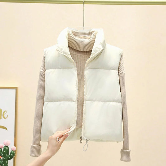 Clara | Women's Cropped Quilted Vest with Stand-Up Collar