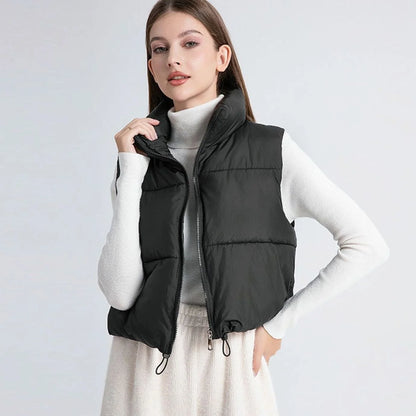 Clara | Women's Cropped Quilted Vest with Stand-Up Collar