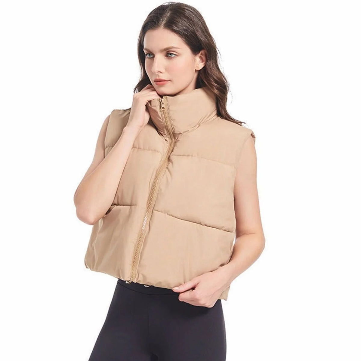 Clara | Women's Cropped Quilted Vest with Stand-Up Collar