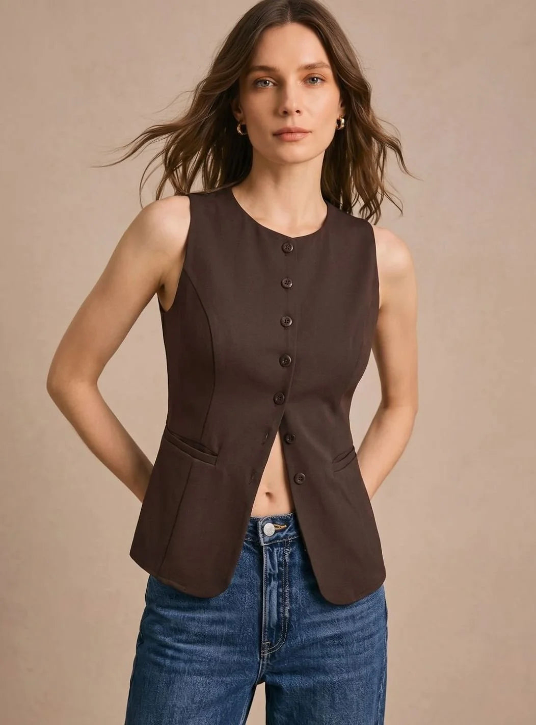 Clara | Women's Sleeveless Button-Down Vest