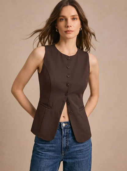 Clara | Women's Sleeveless Button-Down Vest
