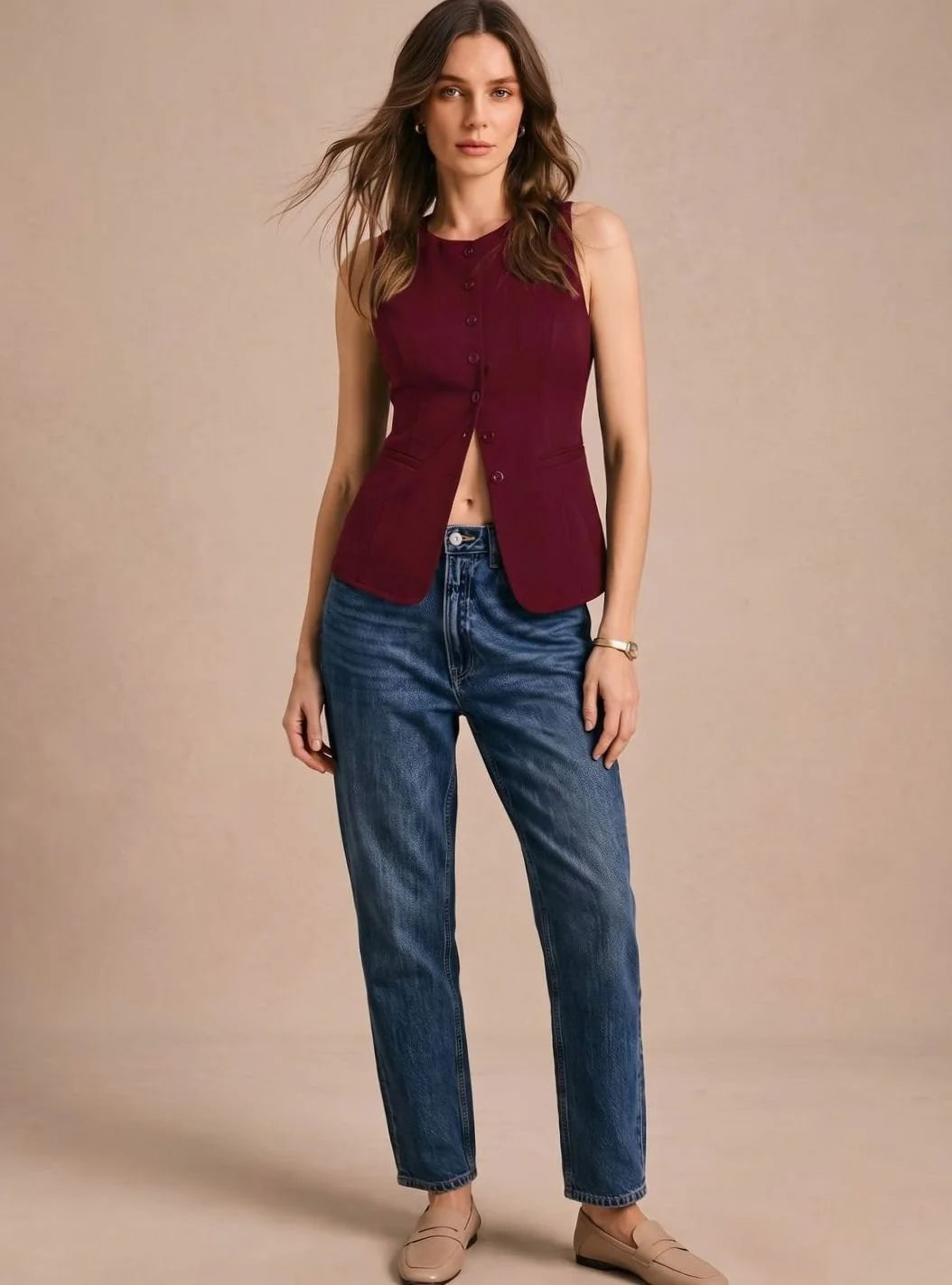Clara | Women's Sleeveless Button-Down Vest