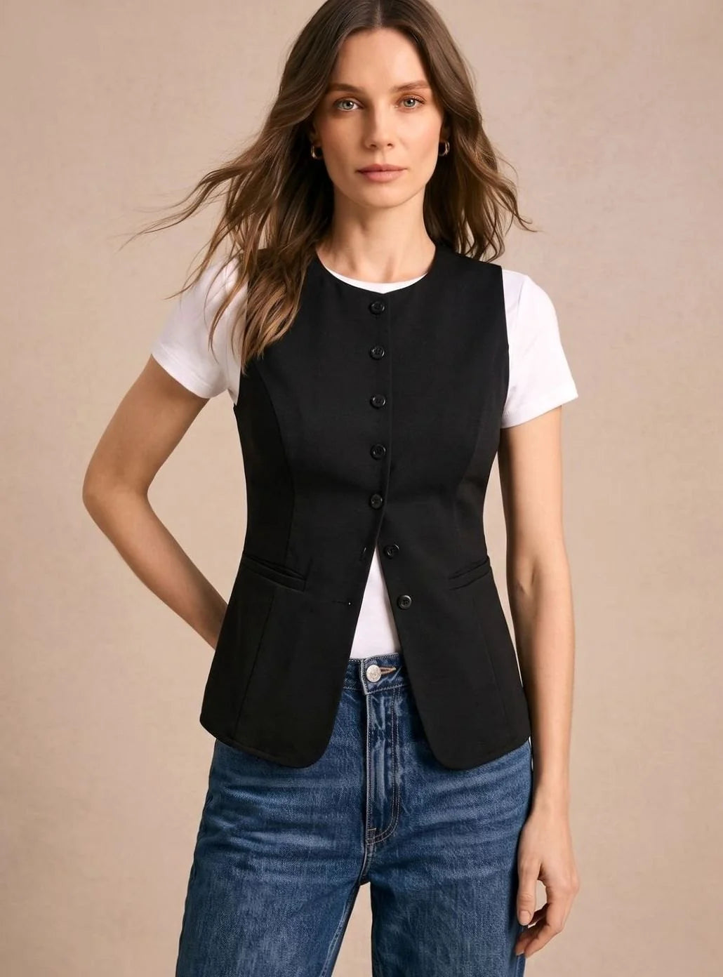 Clara | Women's Sleeveless Button-Down Vest