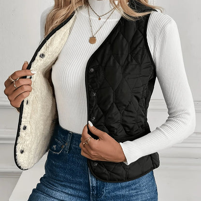 Constance | Women's Reversible Quilted Button-Down Vest