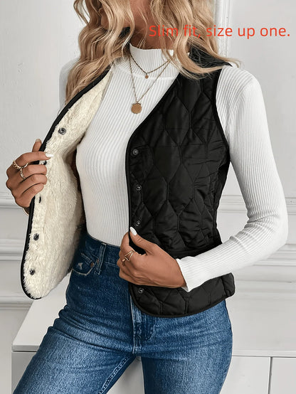 Constance | Women's Reversible Quilted Button-Down Vest