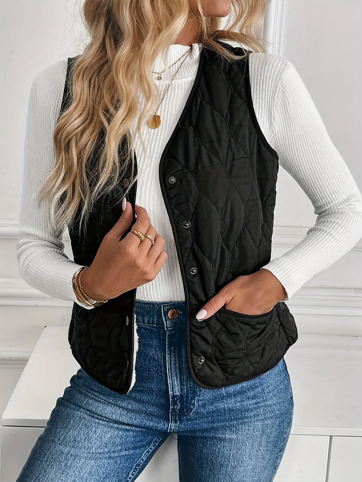 Constance | Women's Reversible Quilted Button-Down Vest