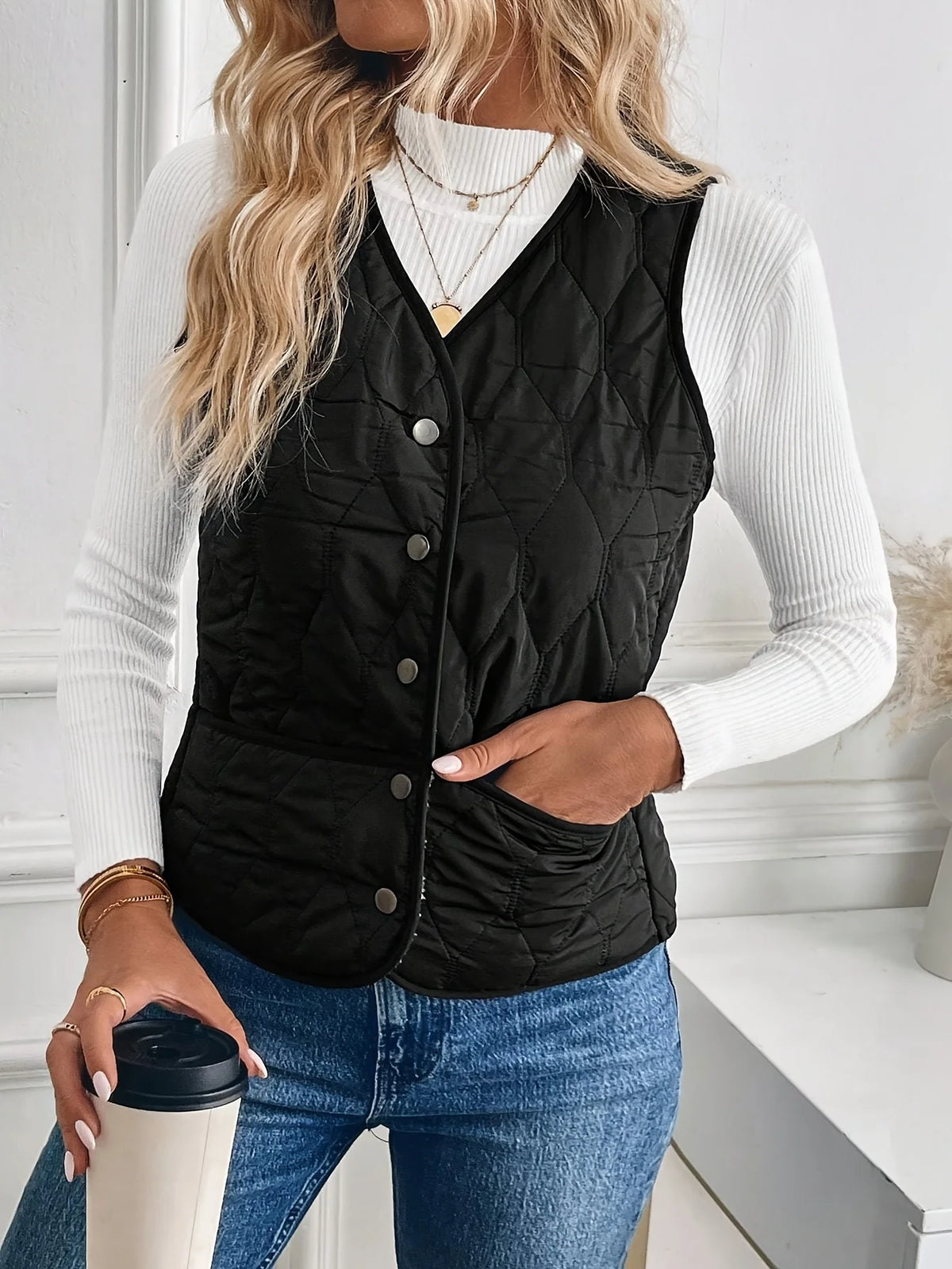 Constance | Women's Reversible Quilted Button-Down Vest