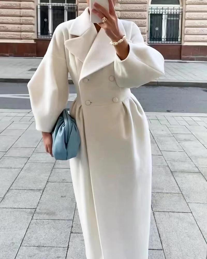 Cordelia | Women's Wool-Blend Double-Breasted Long Coat