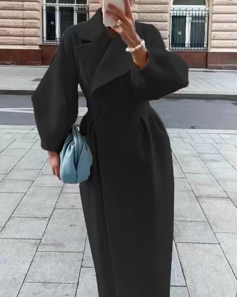 Cordelia | Women's Wool-Blend Double-Breasted Long Coat