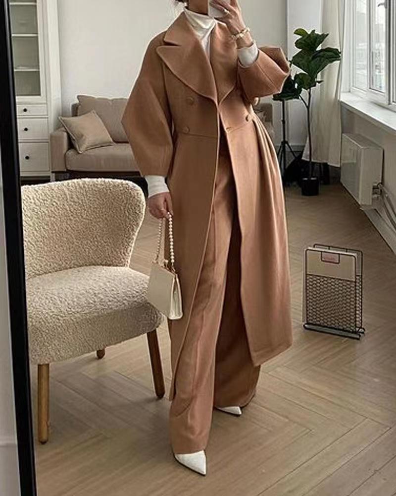 Cordelia | Women's Wool-Blend Double-Breasted Long Coat