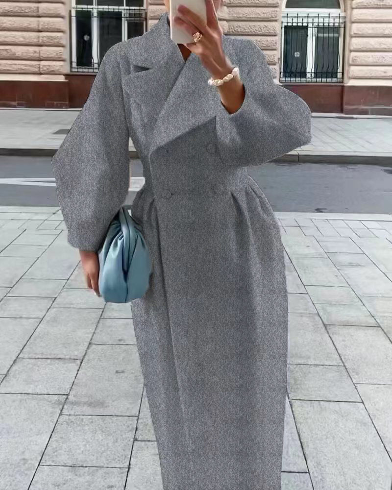 Cordelia | Women's Wool-Blend Double-Breasted Long Coat