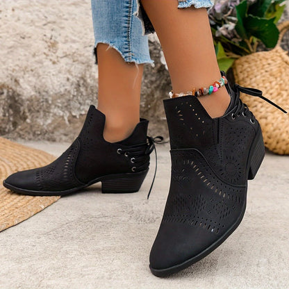 Desdemona | Women's Cut-Out Block Heel Ankle Boots
