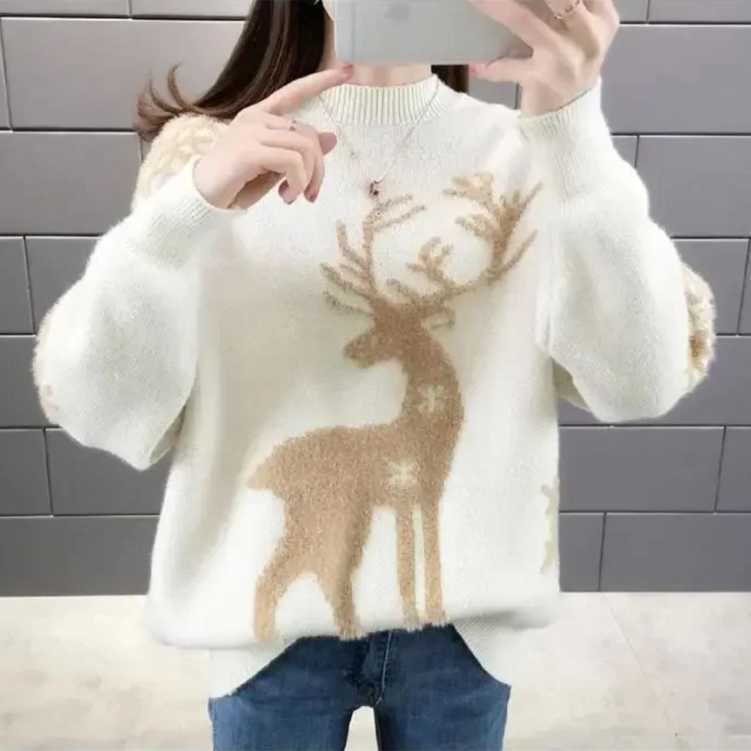 Doris | Women's Knit Reindeer Print Sweater