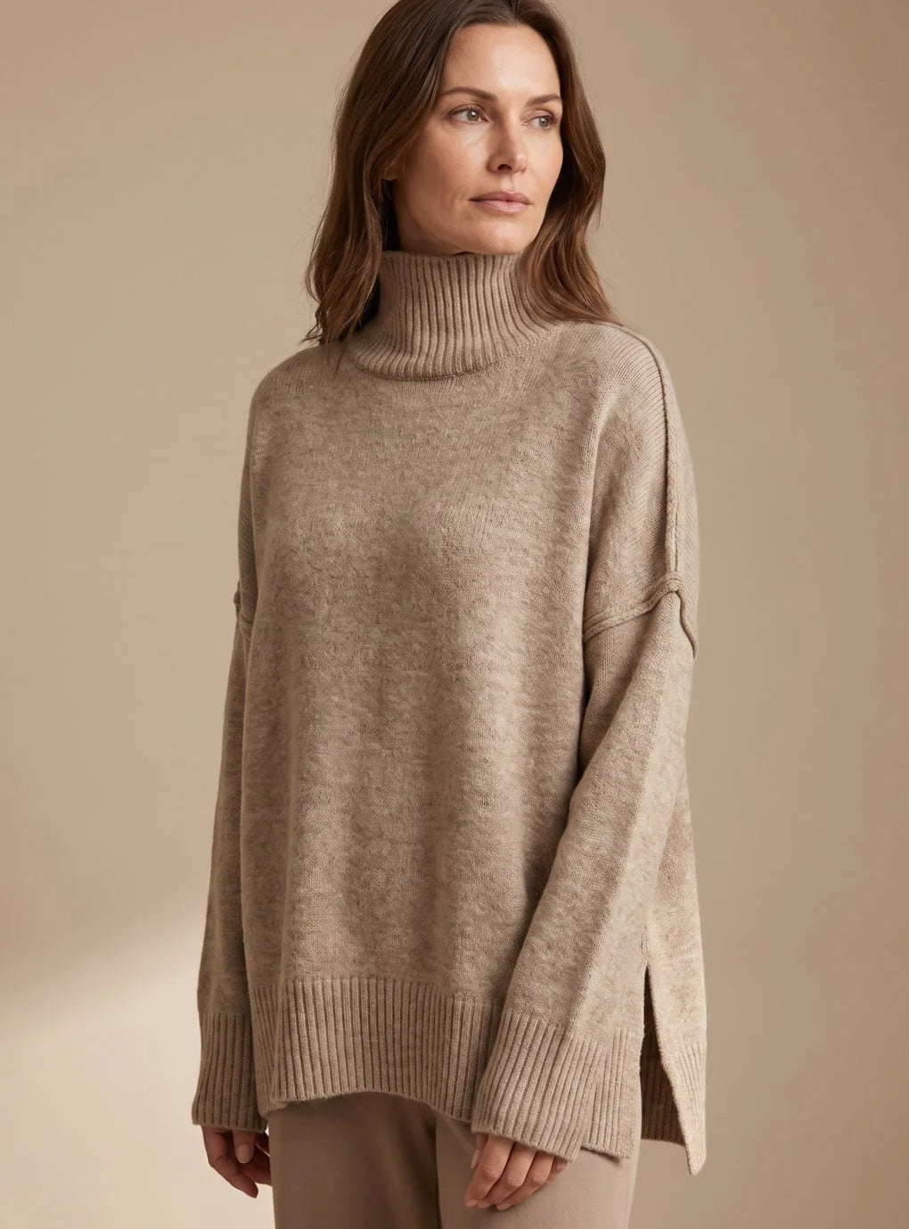 Eleanor | Women's Knit Oversized Turtleneck Wide-Leg Loungewear Set