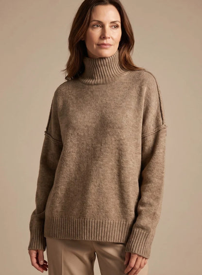 Eleanor | Women's Knit Oversized Turtleneck Wide-Leg Loungewear Set