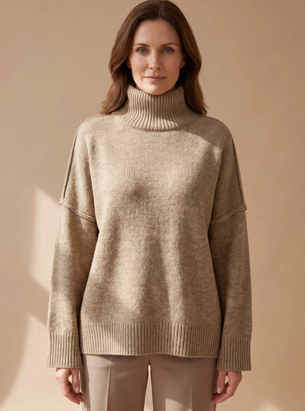 Eleanor | Women's Knit Oversized Turtleneck Wide-Leg Loungewear Set
