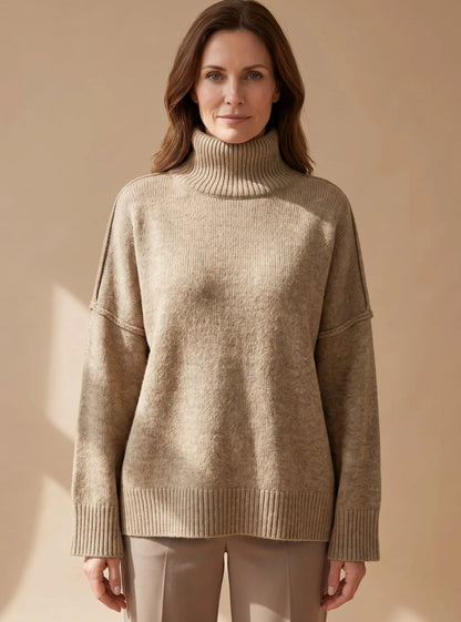 Eleanor | Women's Knit Oversized Turtleneck Wide-Leg Loungewear Set