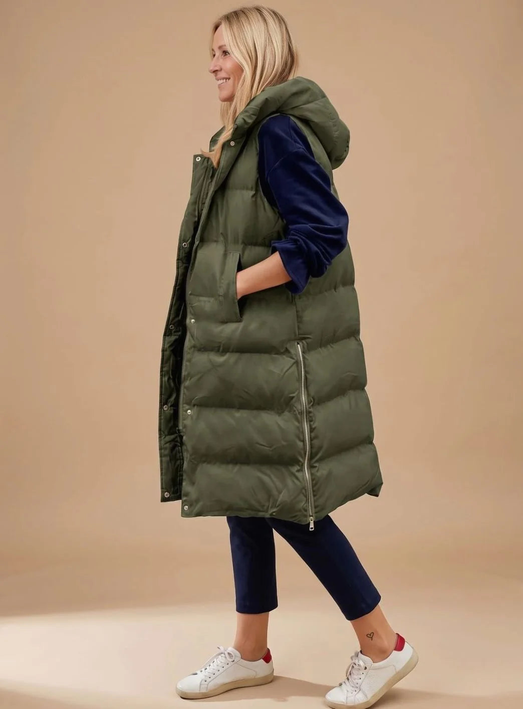 Elodie | Women's Quilted Hooded Sleeveless Parka Coat