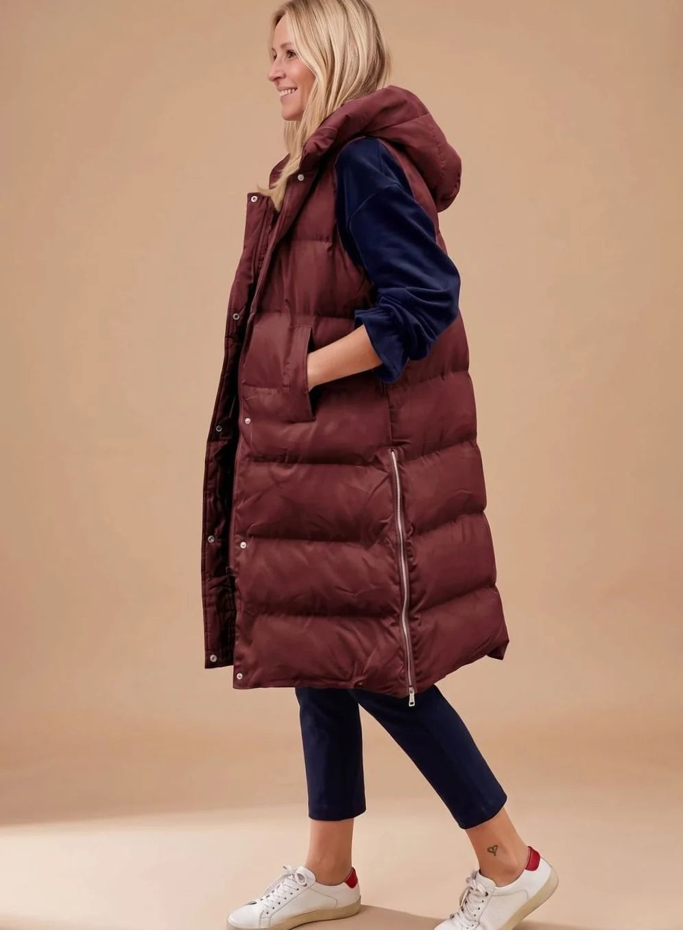 Elodie | Women's Quilted Hooded Sleeveless Parka Coat