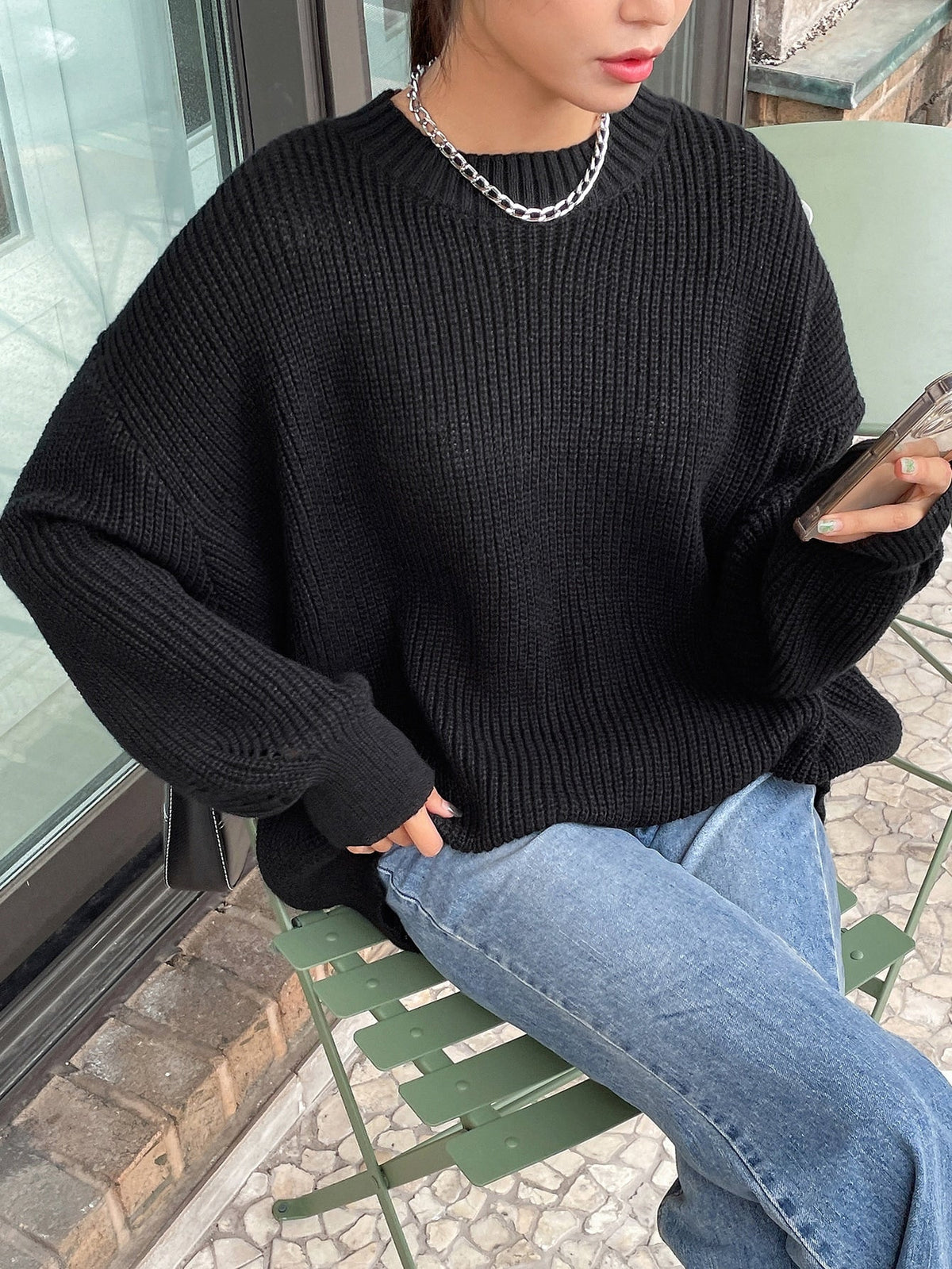 Elowen | Women's Oversized Knit Crew Neck Sweater