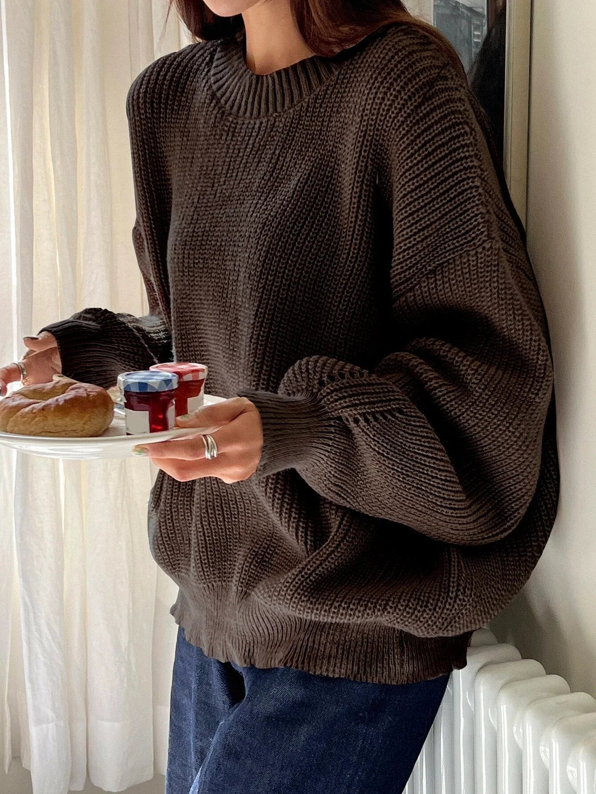 Elowen | Women's Oversized Knit Crew Neck Sweater