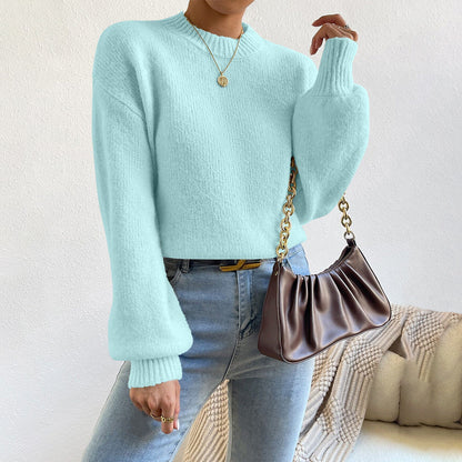 Etta | Women's Ribbed Knit Cropped Crew Neck Sweater